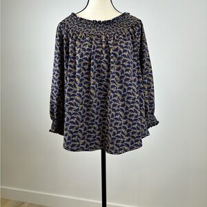MELLODAY Blue and Gold Patterned Blouse